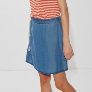 Yerse Tencel Wrap Denim Mini Skirt Sz L